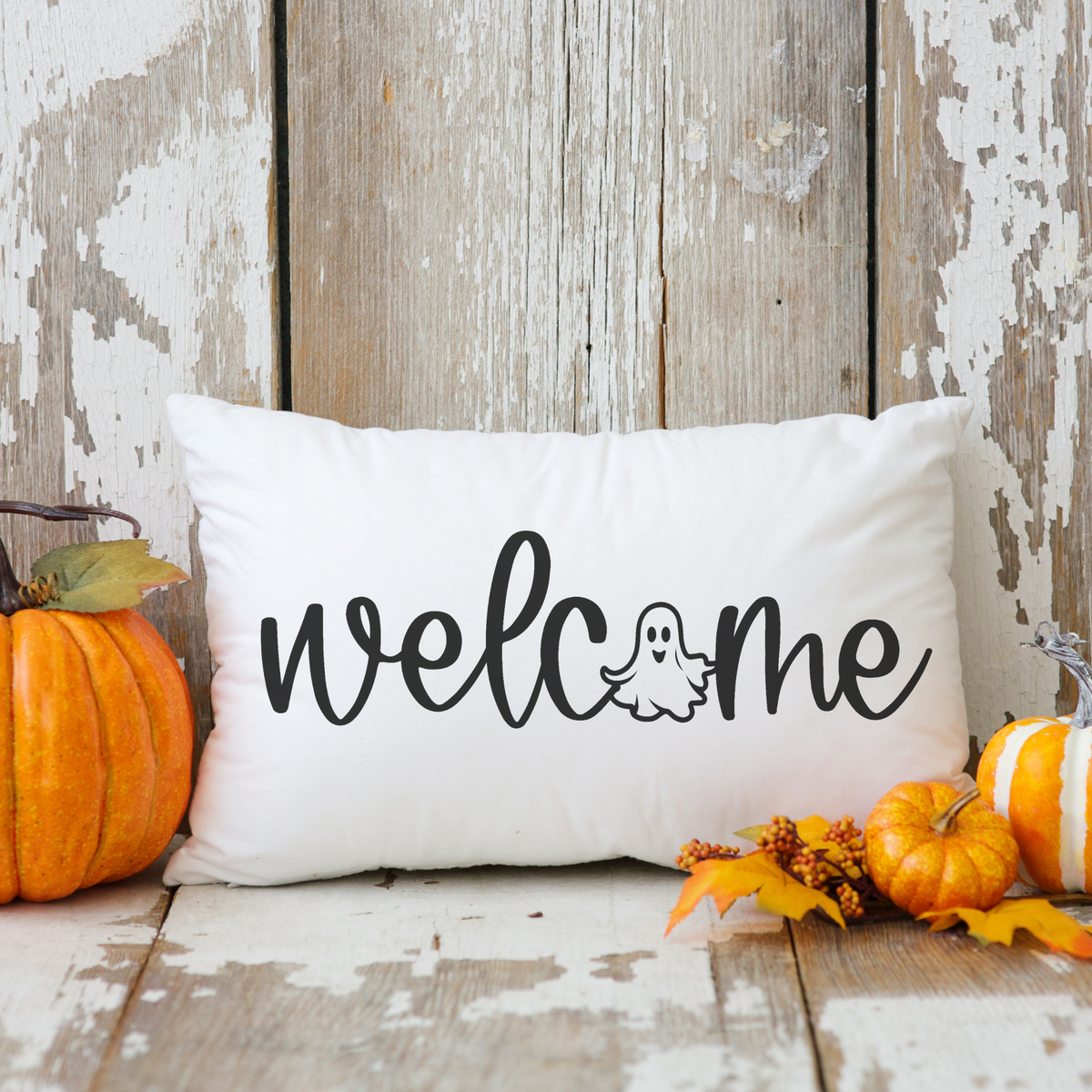 Welcome Haunted House Halloween Throw Pillow, 14x20