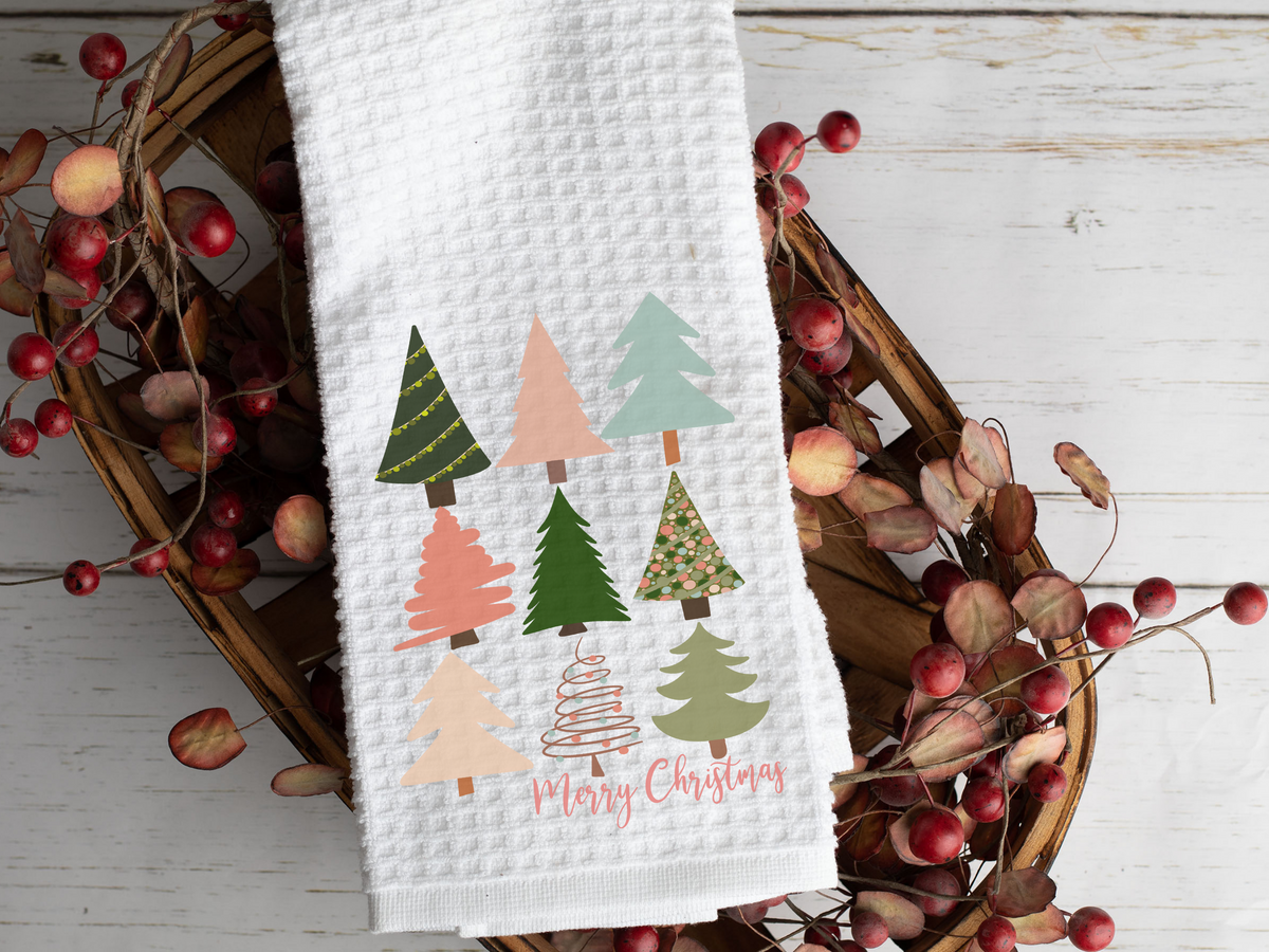 Merry Christmas Waffle Weave Microfiber Kitchen Towel