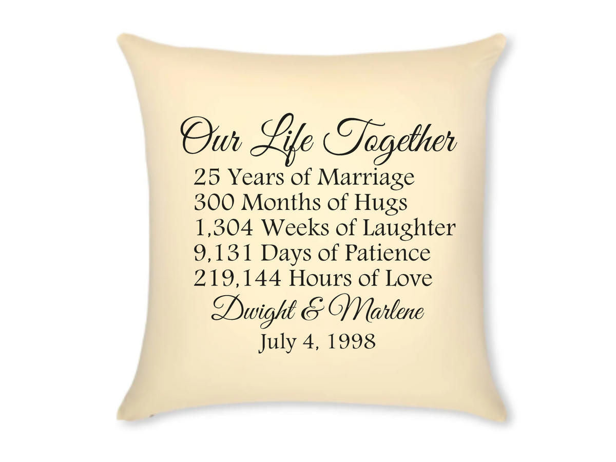 25th Wedding Anniversary Pillow, Silver Anniversary Gift AbbyKate Home