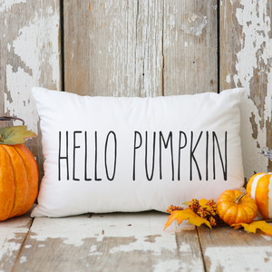 Hello Pumpkin Autumn Decor Lumbar Pillow