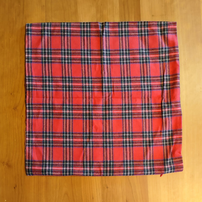 Red Plaid Cotton Pillow Cover - Clearance