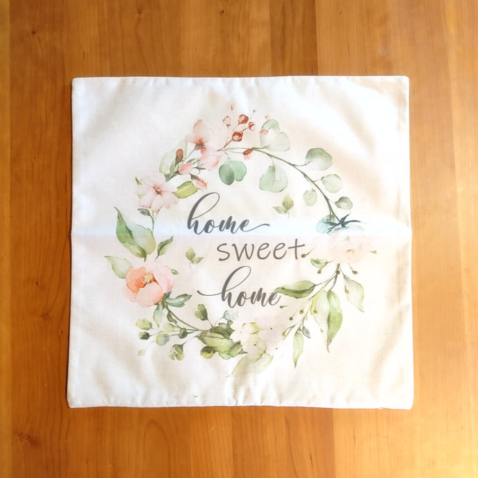 Home Sweet Home Spring Wreath Pillow Cover - Clearance