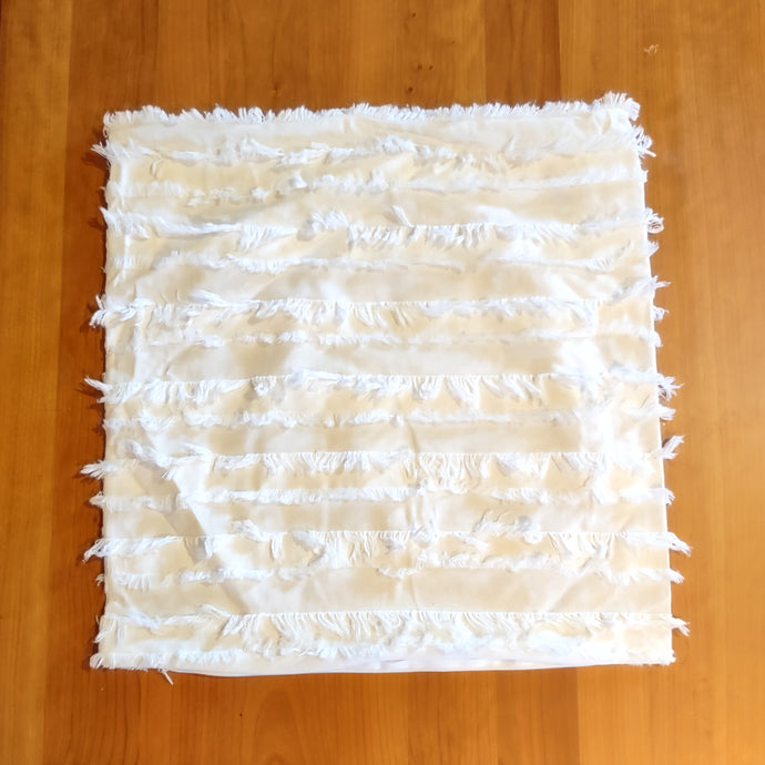 White Shabby Chic Fringe Pillow Cover - Clearance