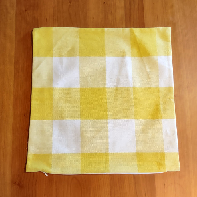 Bright Yellow Checked Pillow Cover - Clearance