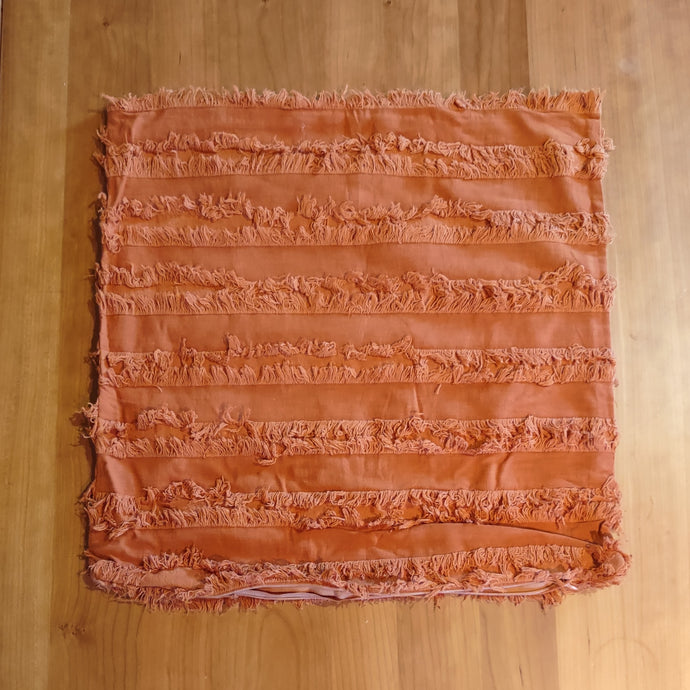 Rust Colored Shabby Chic Fringe Pillow Cover - Clearance