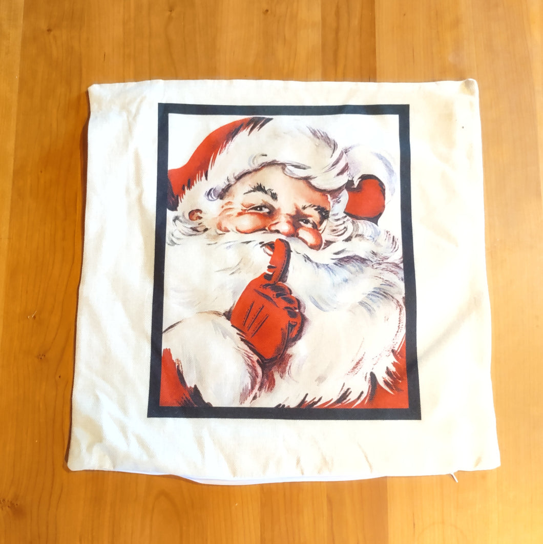 Vintage Santa Shh Pillow Cover - Clearance