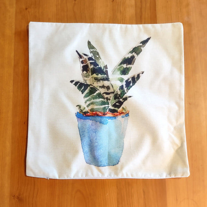 Bold Watercolor Succulent Potted Plant Pillow Cover 1 - Clearance