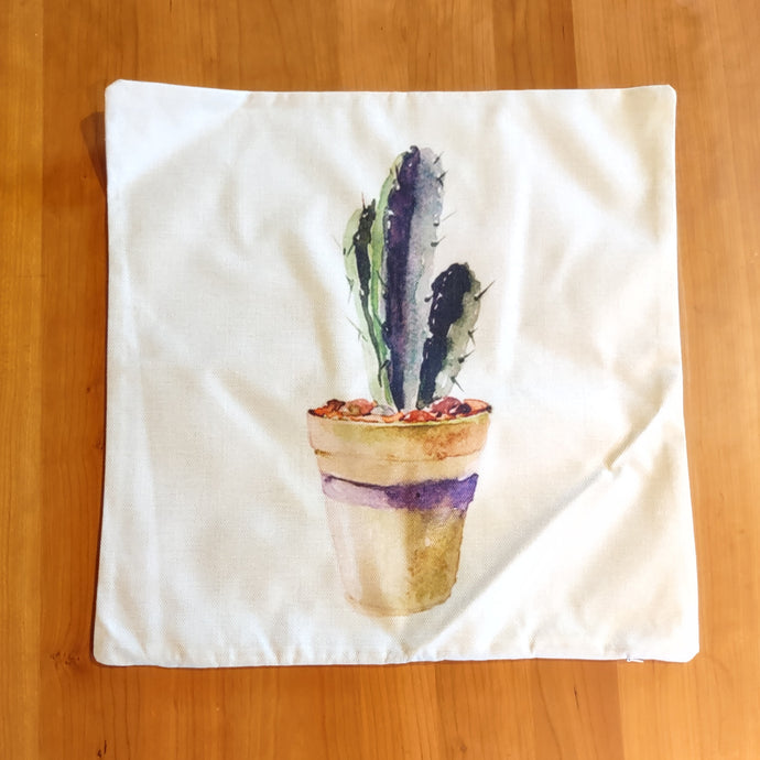 Bold Watercolor Succulent Potted Plant Pillow Cover 2 - Clearance