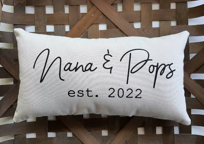 New Grandparents and Established Year Gift Pillow