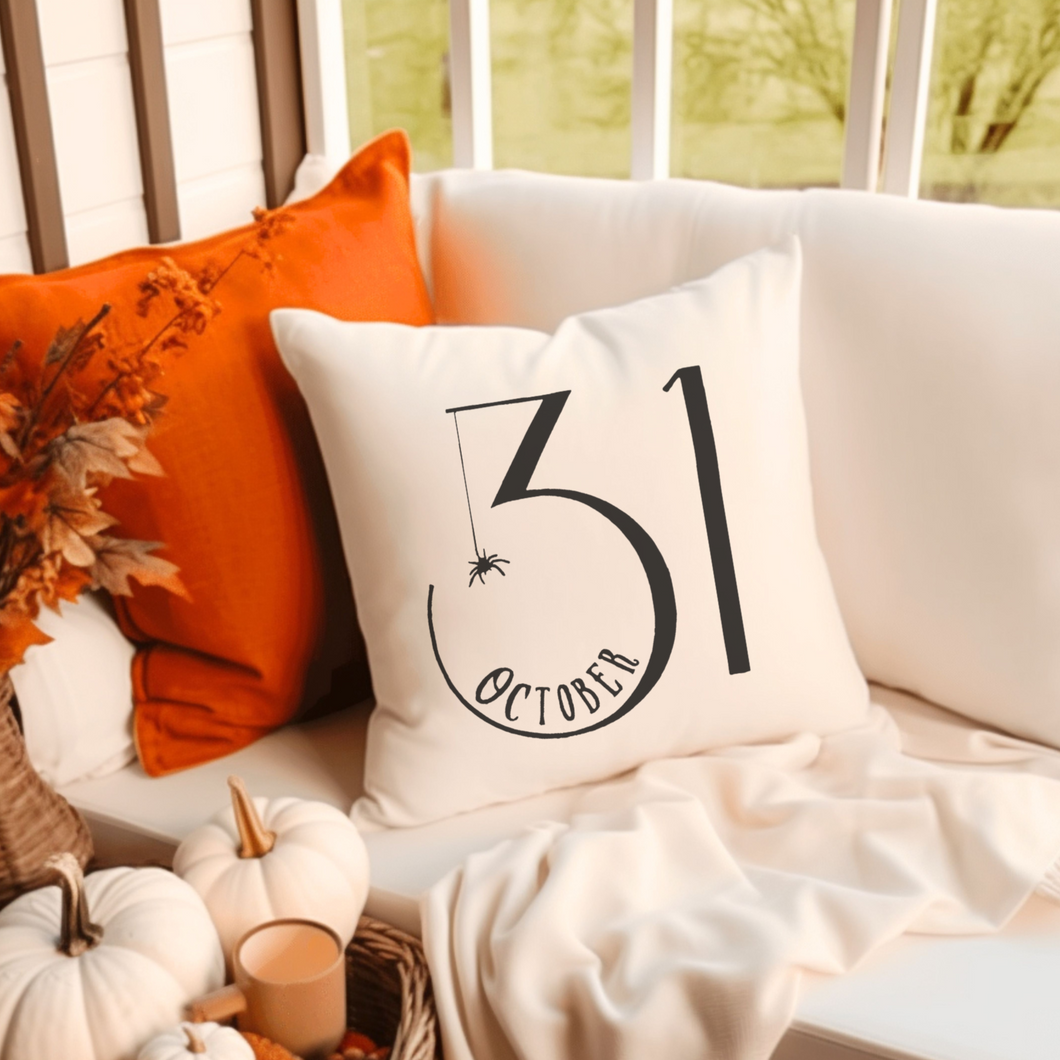 October 31 Halloween Pillow, Modern Farmhouse Autumn Decor