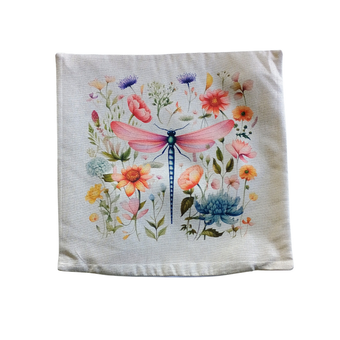 Pink Dragonfly Pillow Cover