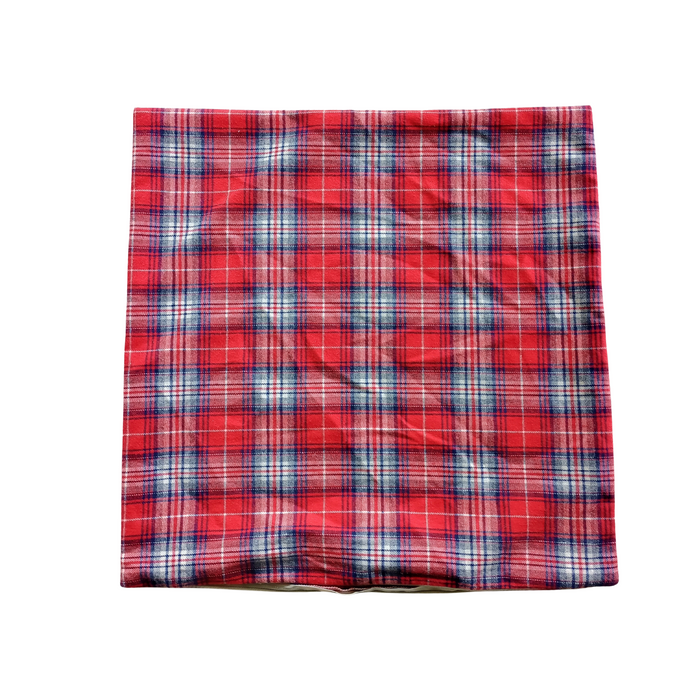 Red Navy and Grey Flannel Plaid Pillow Cover