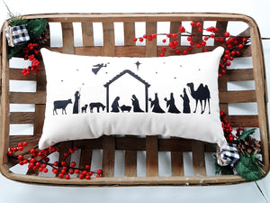 Nativity Scene Christmas Pillow
