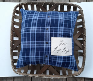 Memory Pillow Made from Loved Ones Shirt with Their Handwriting