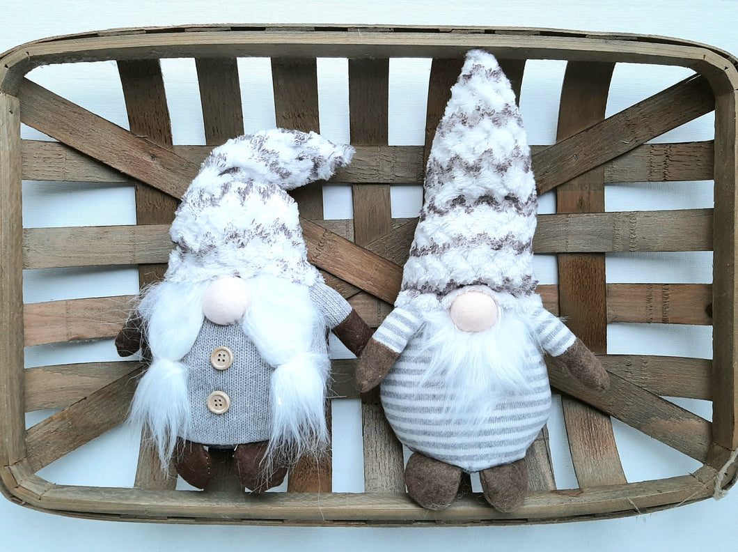 Winter Nordic Gnome Set, in a wooden basket