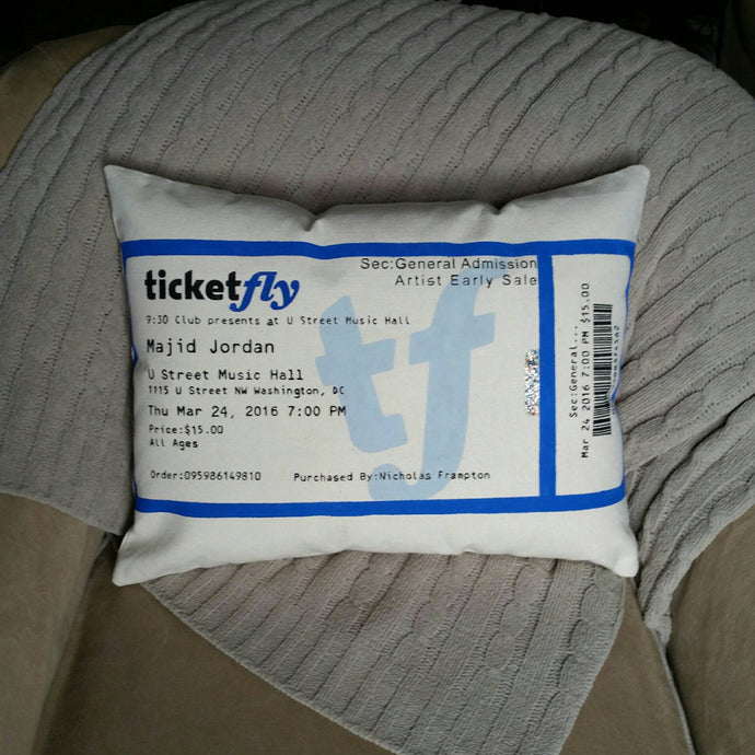 Movie, Concert, Event Ticket Stub Pillow